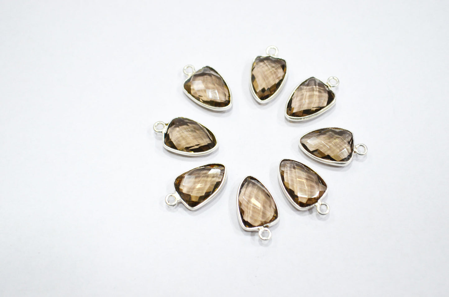 Smoky Hydro Glass Trillion Shape Single Bail Connector , Sold By Piece , 10x13 mm , RB-5883A
