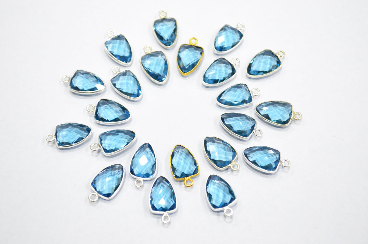 London Blue Color Hydro Glass Trillion Shape Connector , Sold By Piece , 10x13 mm , RB-5885A