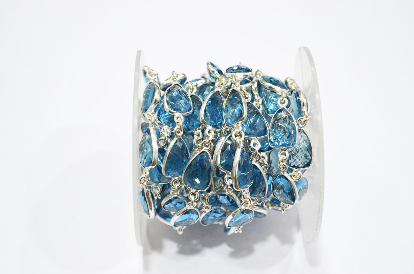 London Blue Hydro Quartz Faceted Trillion Shape Connector Chain , 10x13 mm , RB-5885