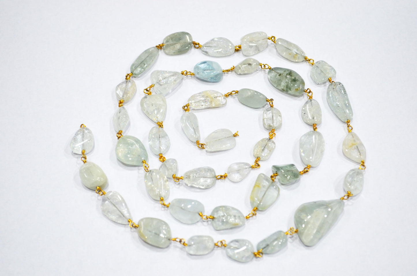 Aquamarine Smooth Nuggets Shape Rosary Beaded Chain , 11 - 20 mm , RB-5886