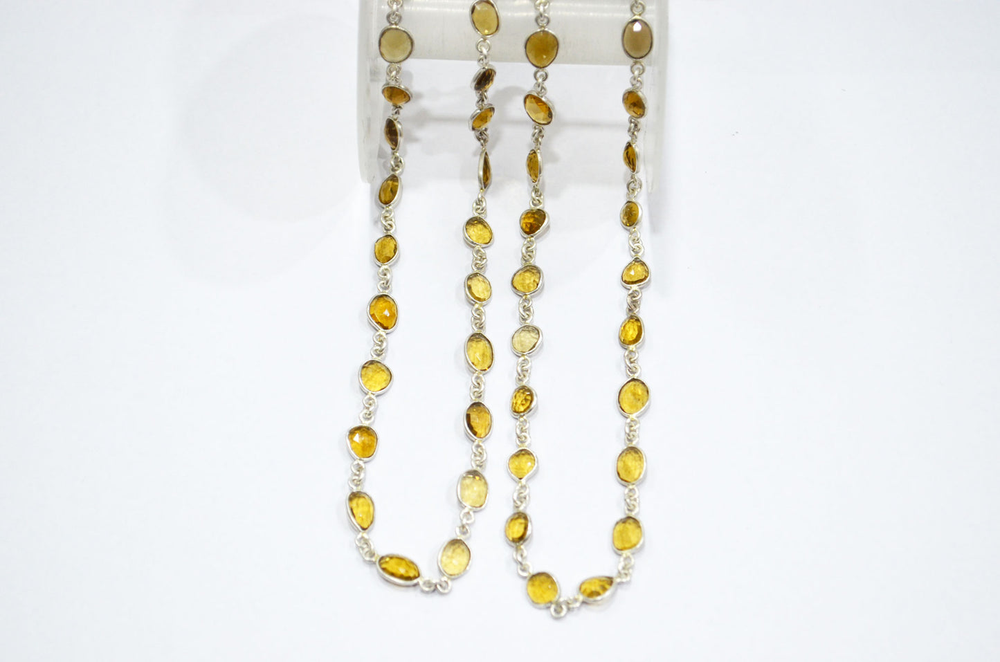 Natural Beer Quartz Free Form Shape Connector Chain , 6 - 9 mm , RB-5907