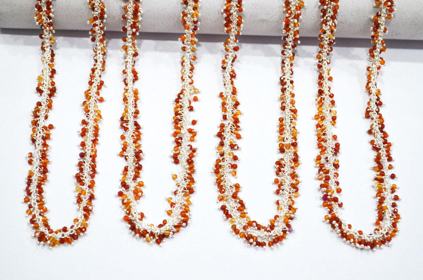 Carnelian Faceted Round Shape Grape Chain , 2 mm , RB-5921