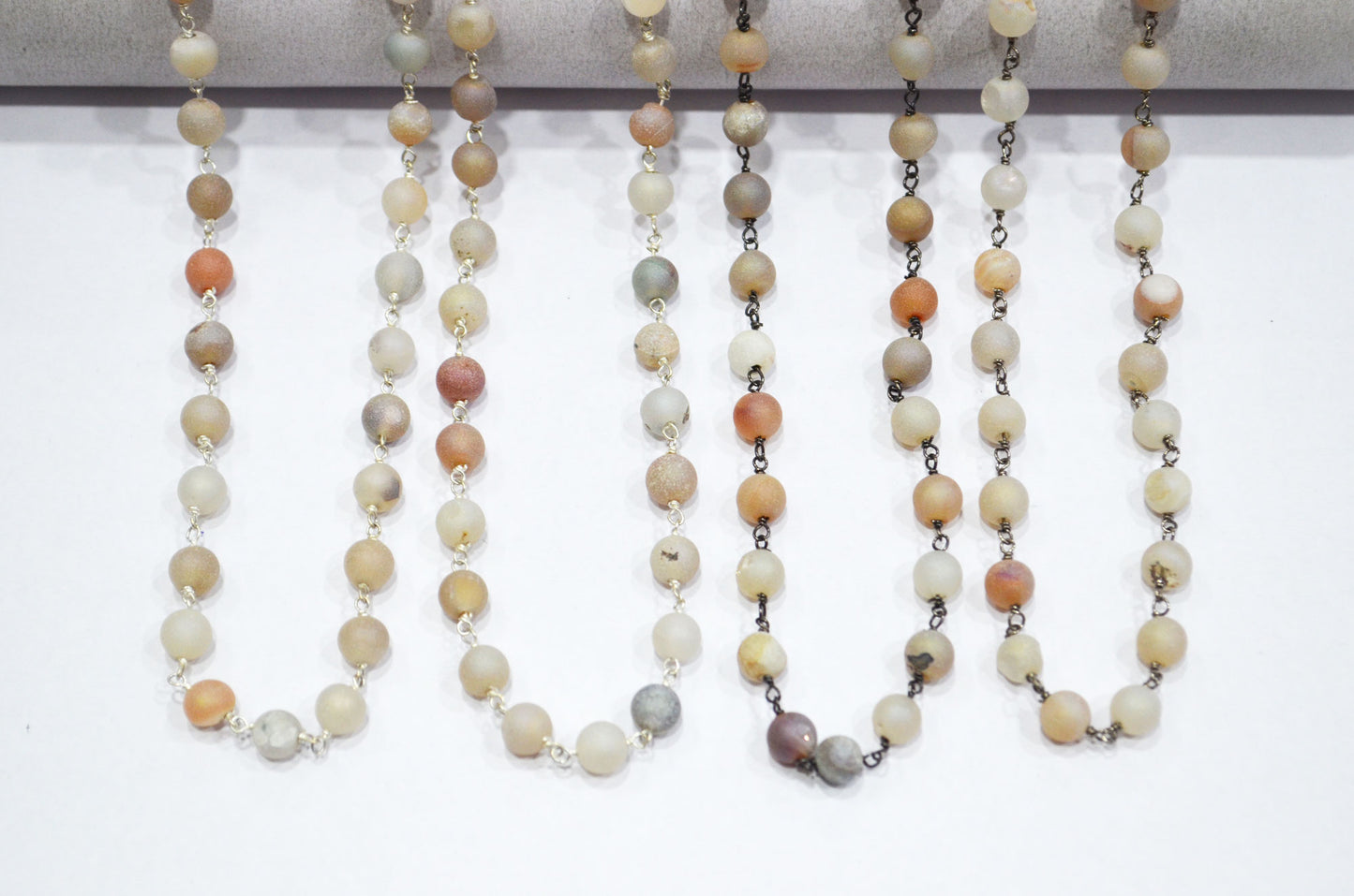 Natural Druzy Matte Round Shape Rosary Beaded Chain , 5.50 - 6 mm , RB-5946