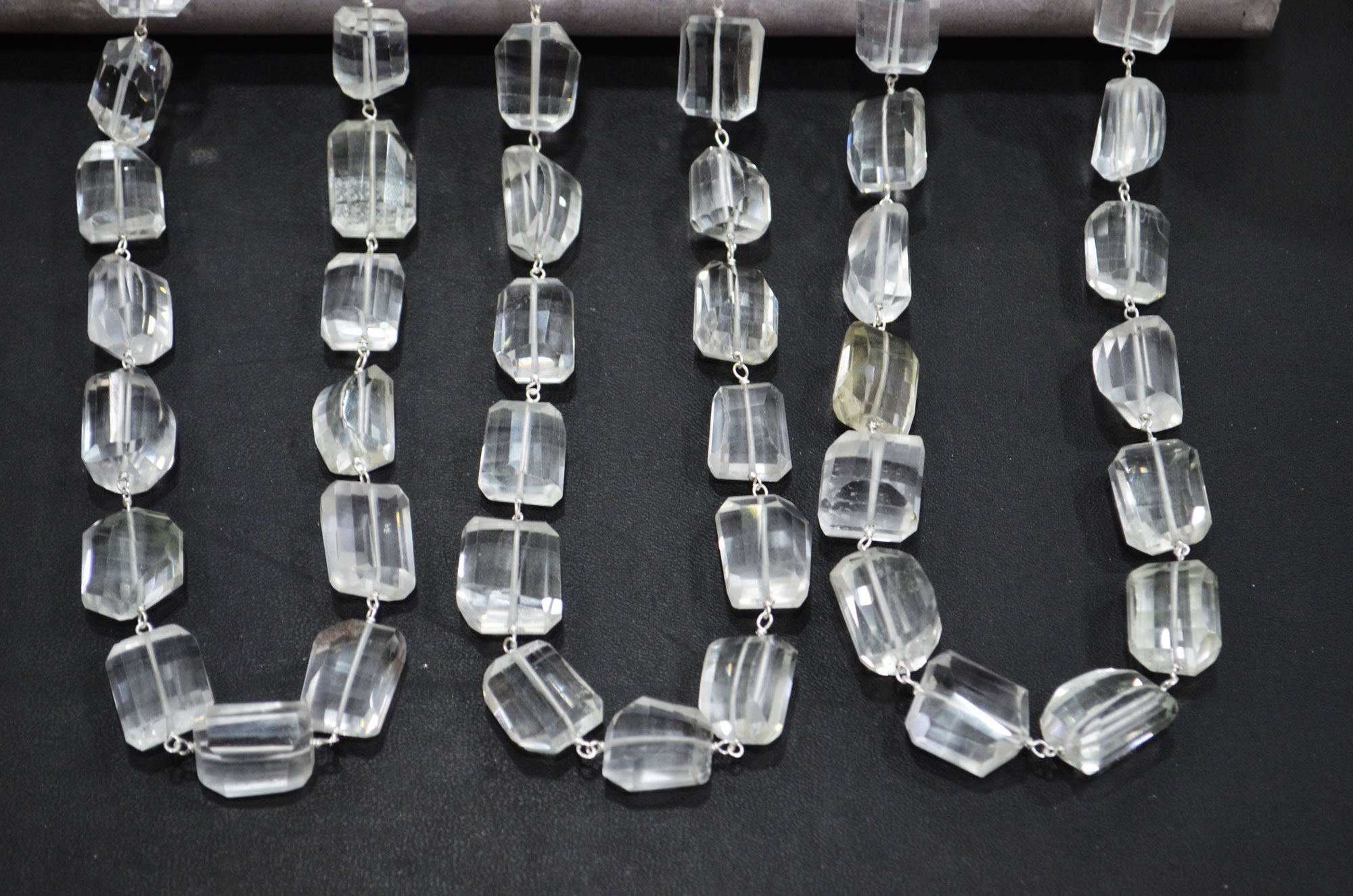 Crystal Laser Cut Nuggets Shape Rosary Beaded Chain , 14 - 18 mm , RB-5956