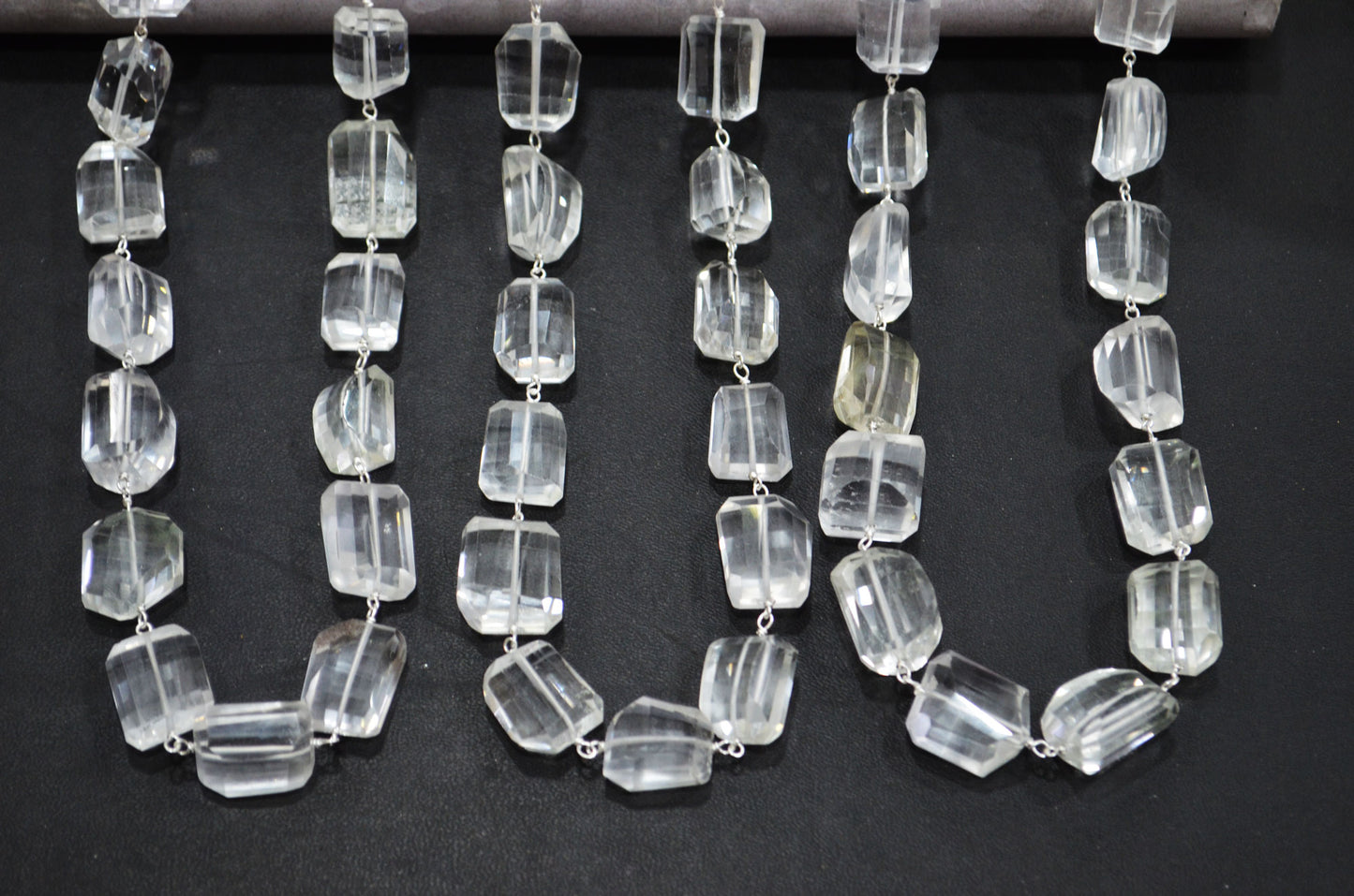 Crystal Laser Cut Nuggets Shape Rosary Beaded Chain , 14 - 18 mm , RB-5956