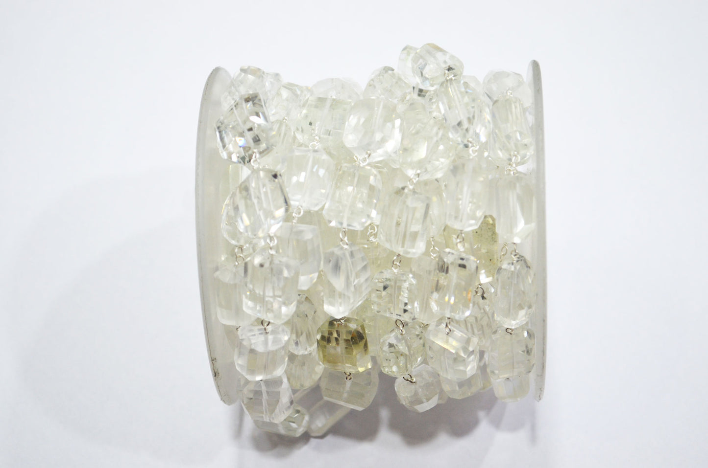 Crystal Laser Cut Nuggets Shape Rosary Beaded Chain , 14 - 18 mm , RB-5956