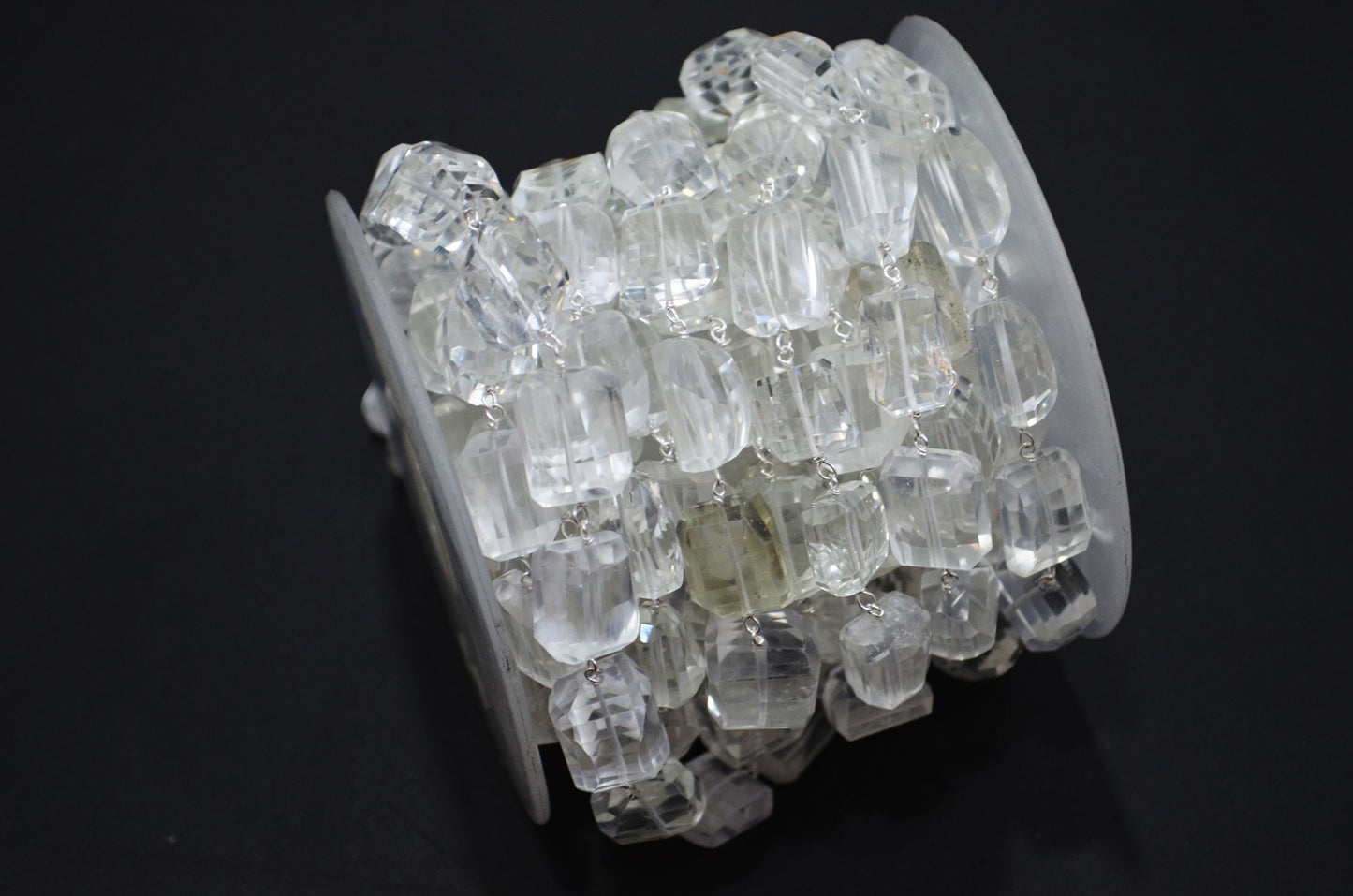 Crystal Laser Cut Nuggets Shape Rosary Beaded Chain , 14 - 18 mm , RB-5956