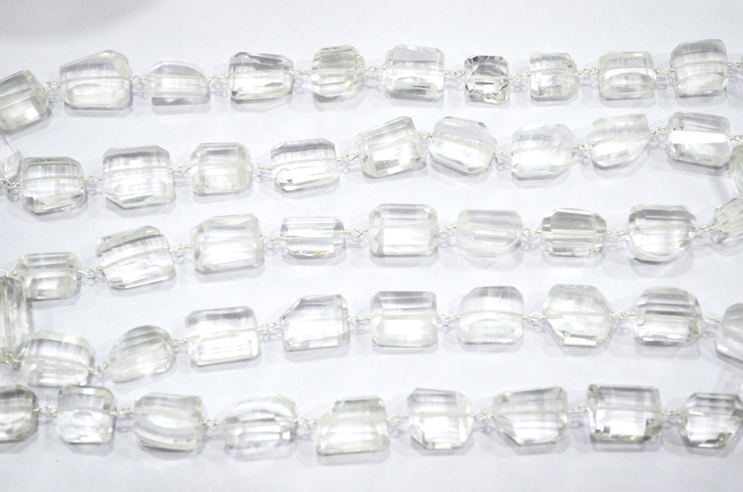 Crystal Laser Cut Nuggets Shape Rosary Beaded Chain , 14 - 18 mm , RB-5956