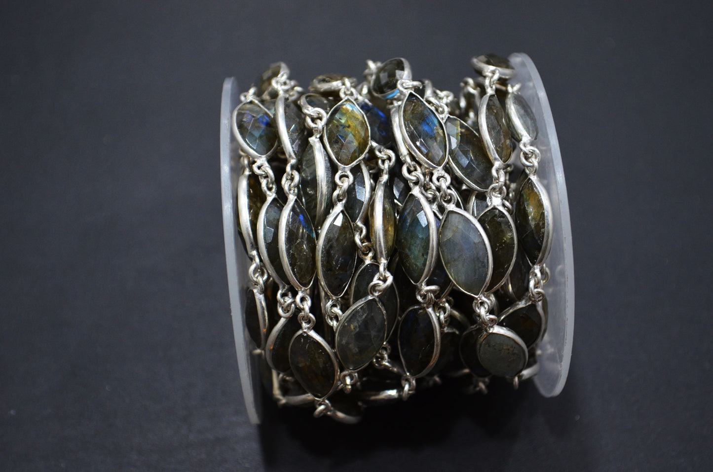 Labradorite Faceted Marquise Shape Connector Chain , 8x15 mm , RB-5961