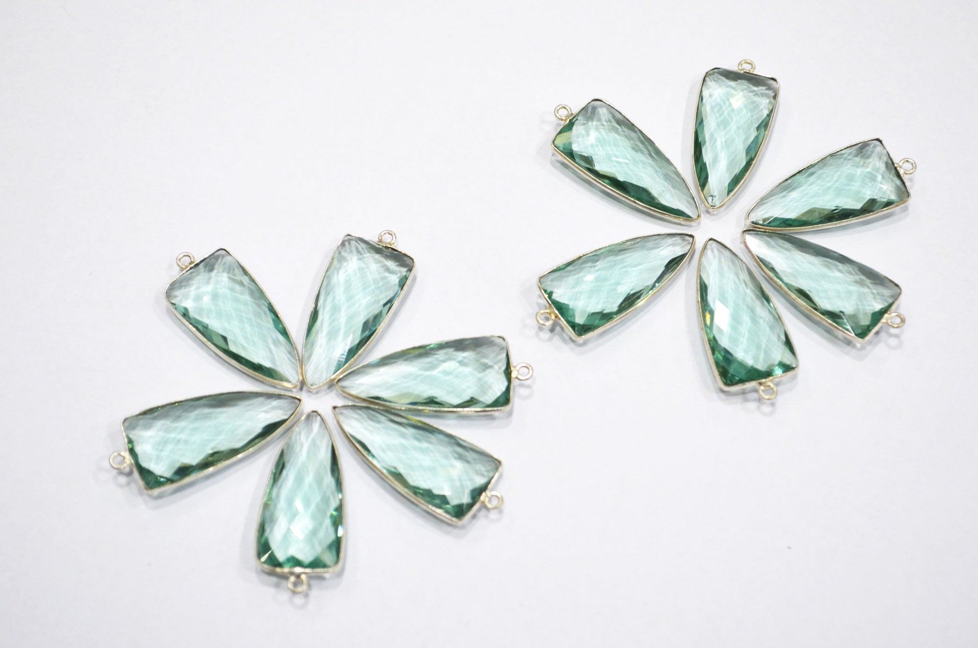 Green Amethyst Hydro Glass Arrowhead Shape Connector , Sold By Piece , 13x32 mm , RB-5962
