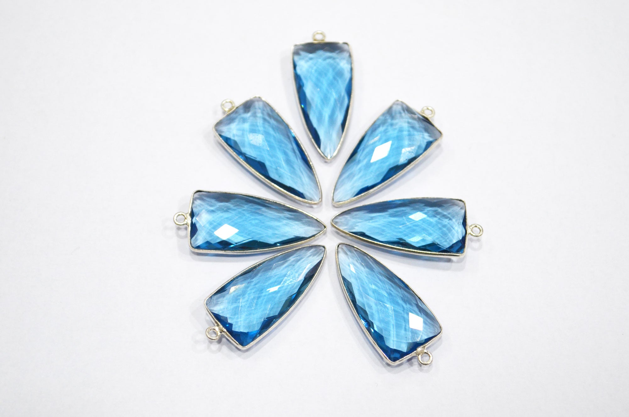 London Blue Color Hydro Glass Arrowhead Shape Connector , Sold By Piece , 13x32 mm , RB-5963
