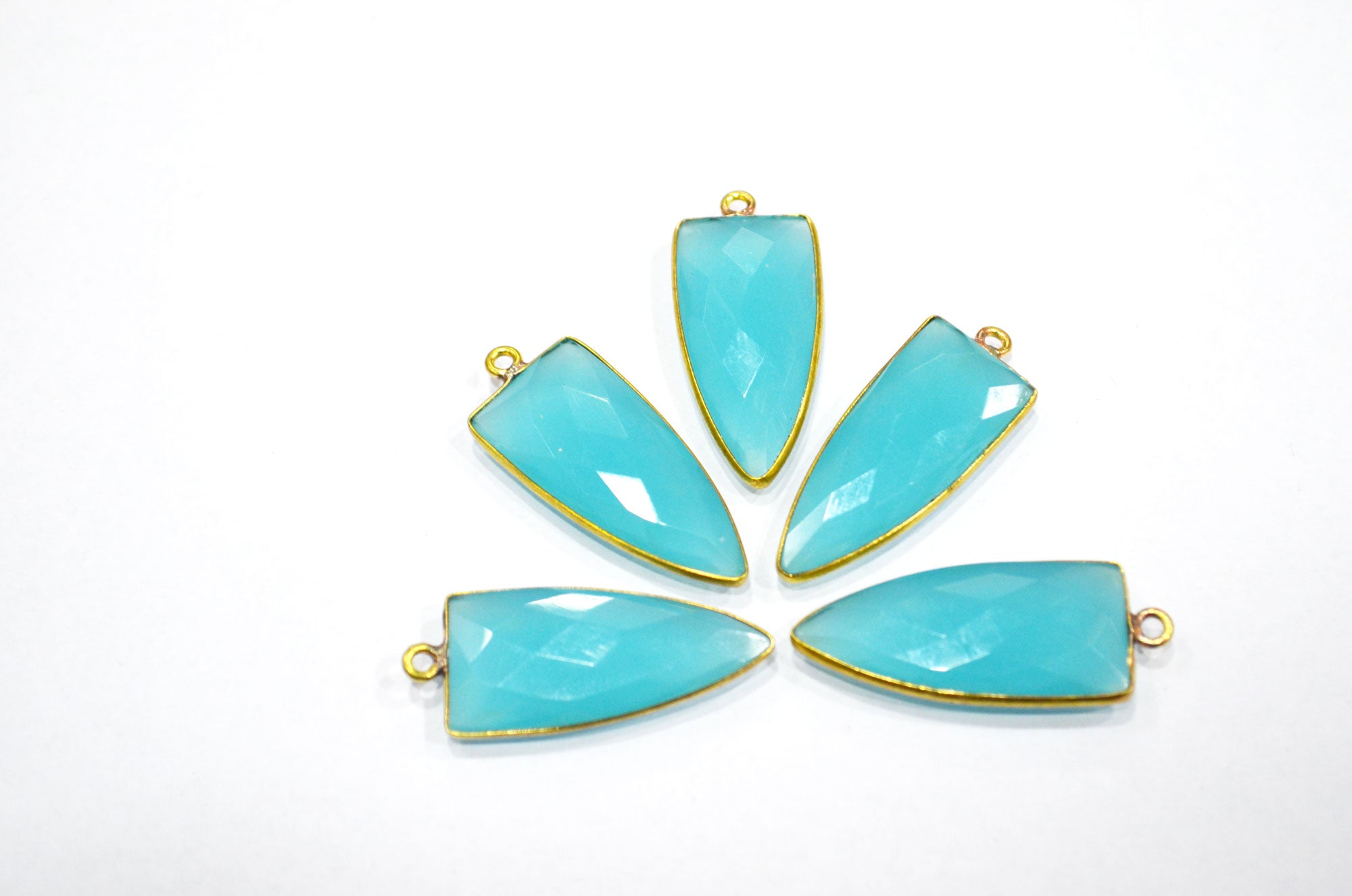 Blue Chalcedony Arrowhead Shape Single Bail Connector , Sold By Piece , 13x32 mm , RB-5964