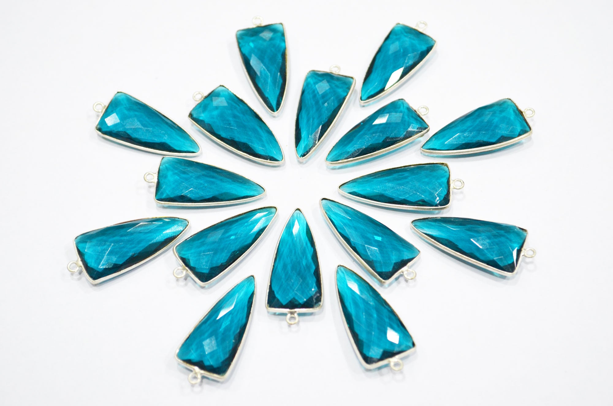 Paraiba Blue Hydro Glass Arrowhead Shape Connector , Sold By Piece , 13x32 mm , RB-5966