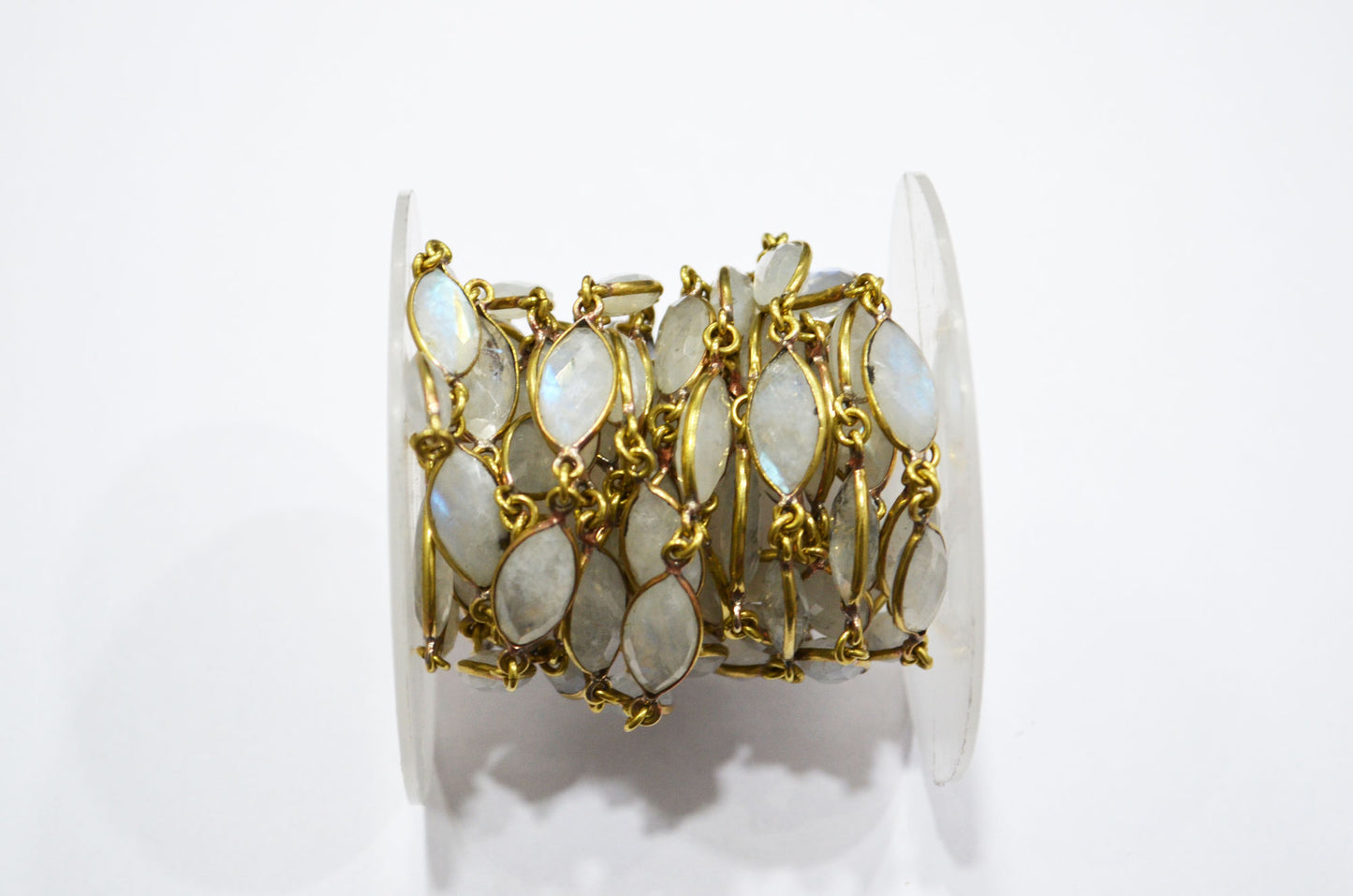 Rainbow Moonstone Marquise Shape Connector Chain , 8x15 mm , RB-5990