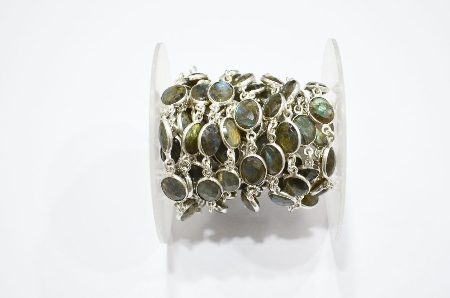Labradorite Faceted Oval Shape Connector Chain , 8x10 mm , RB-5991