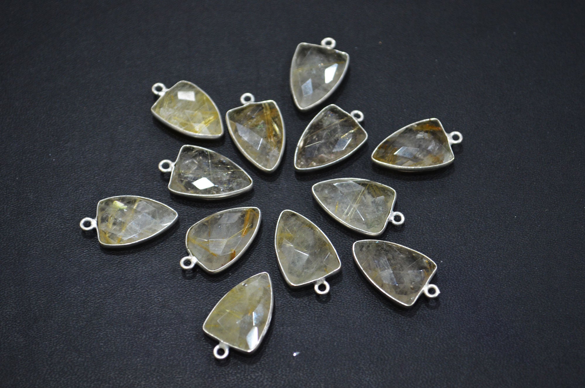 Golden Rutile Faceted Arrowhead Shape Connector , Sold By Piece , 12x19 mm , RB-5992