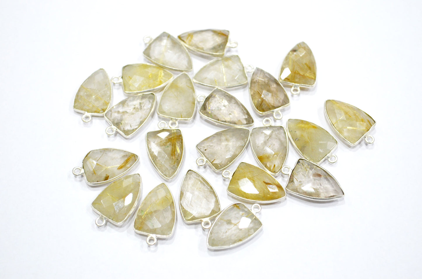 Golden Rutile Faceted Arrowhead Shape Connector , Sold By Piece , 12x19 mm , RB-5992