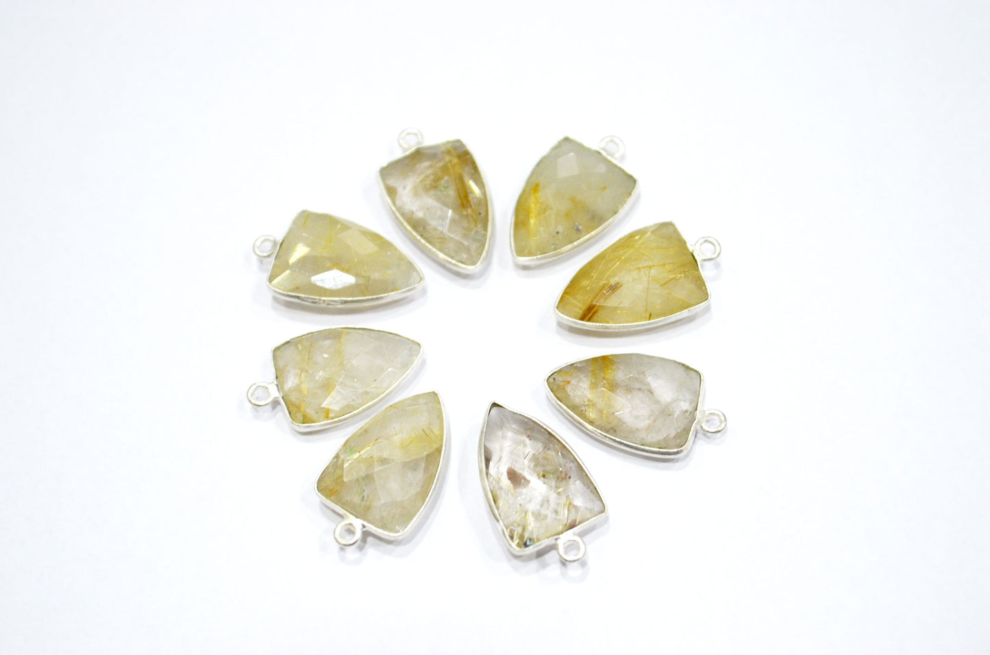 Golden Rutile Faceted Arrowhead Shape Connector , Sold By Piece , 12x19 mm , RB-5992
