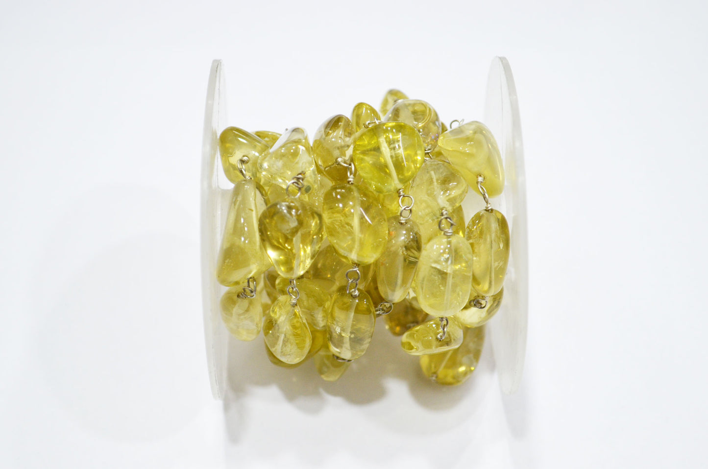 Lemon Quartz Smooth Rosary Beaded Chain , 6 - 11 mm , RB-6009