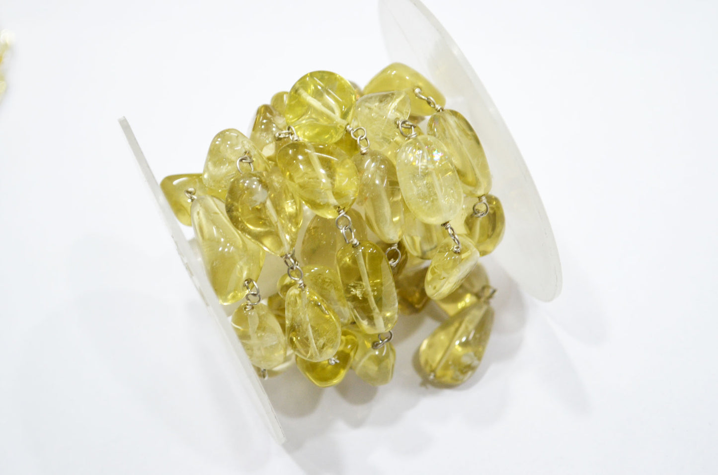 Lemon Quartz Smooth Rosary Beaded Chain , 6 - 11 mm , RB-6009