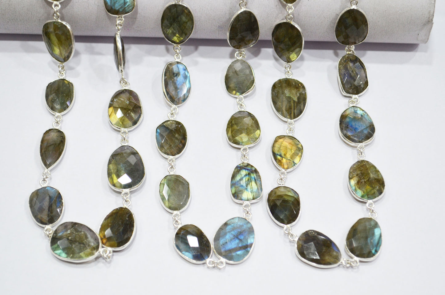 Labradorite Faceted Free Form Shape Connector Chain , 20 - 24 mm , RB-6027