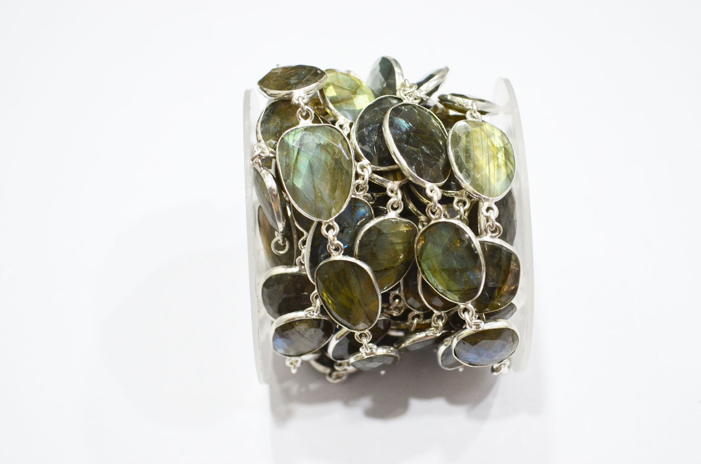 Labradorite Faceted Free Form Shape Connector Chain , 20 - 24 mm , RB-6027