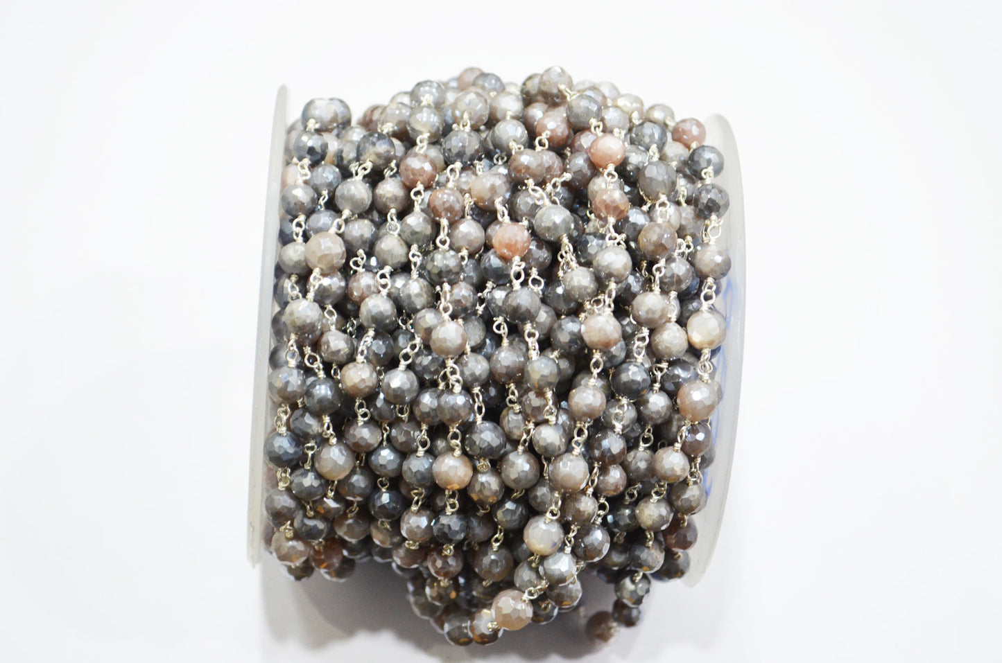 Mystic Chocolate Moonstone Faceted Round Shape Rosary Beaded Chain , 6 - 6.50 mm , RB-6028