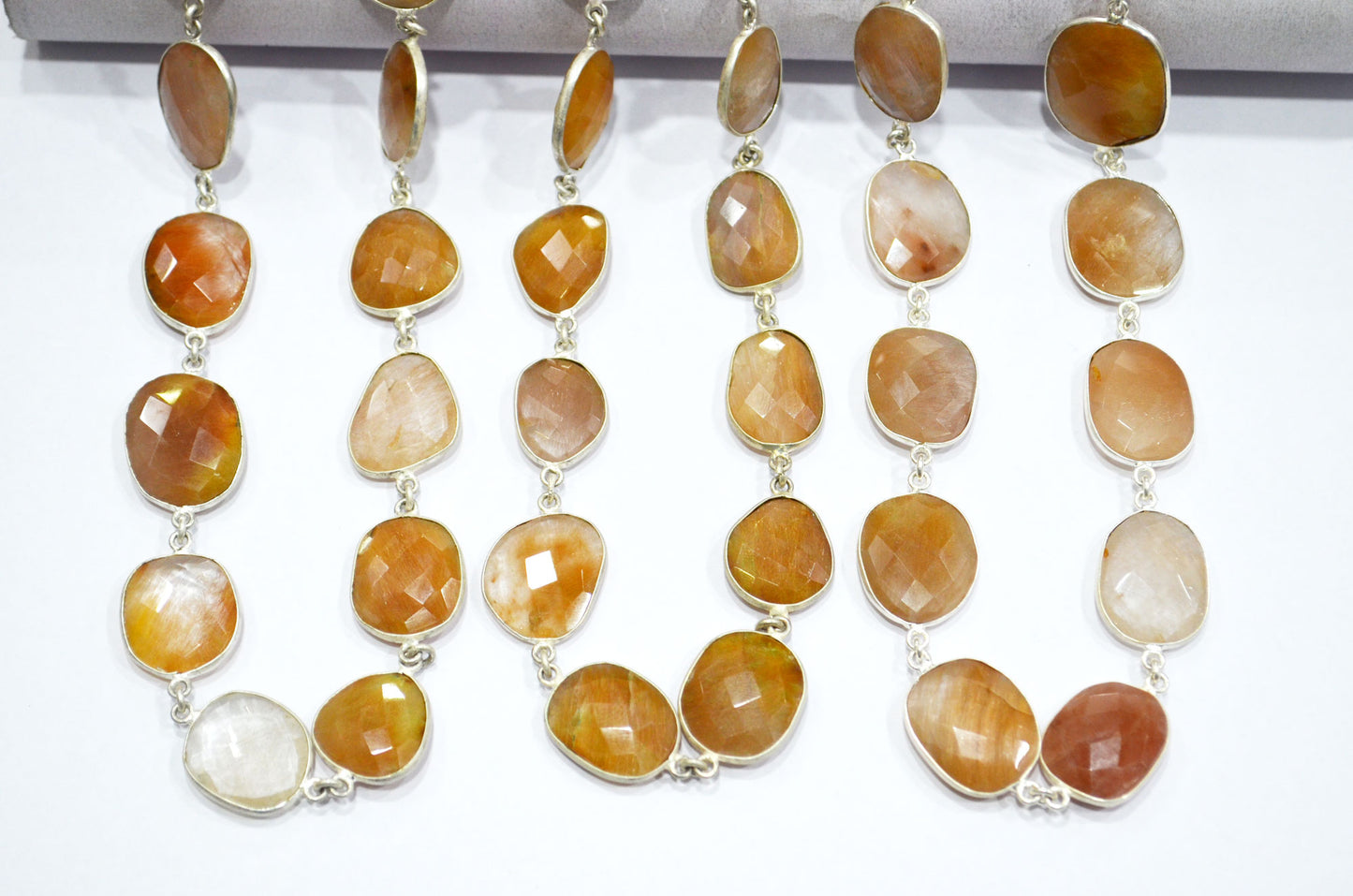 Natural Camel Rutile Faceted Slice Shape Connector Chain , 14 - 18 mm , RB-6029