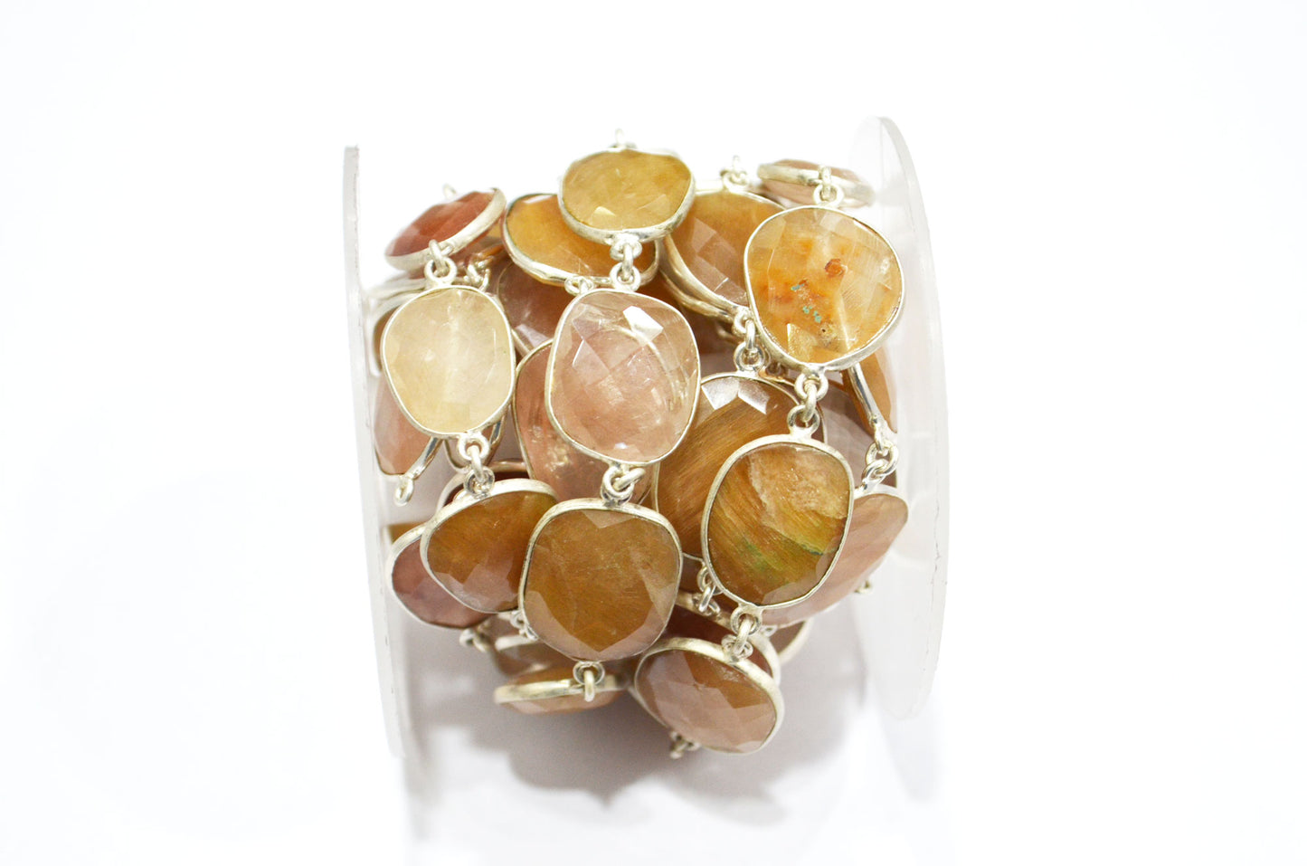 Natural Camel Rutile Faceted Slice Shape Connector Chain , 14 - 18 mm , RB-6029