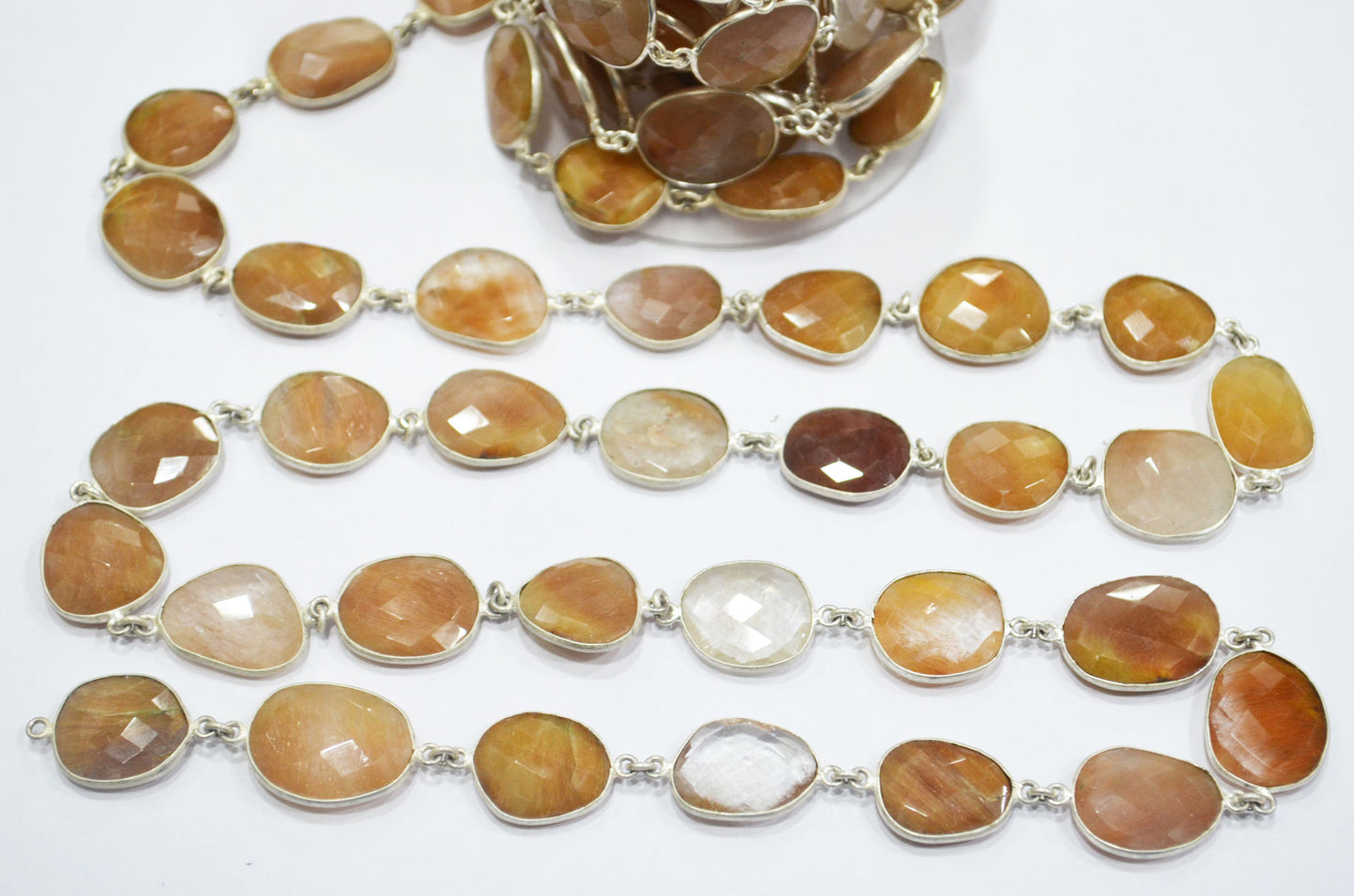 Natural Camel Rutile Faceted Slice Shape Connector Chain , 14 - 18 mm , RB-6029