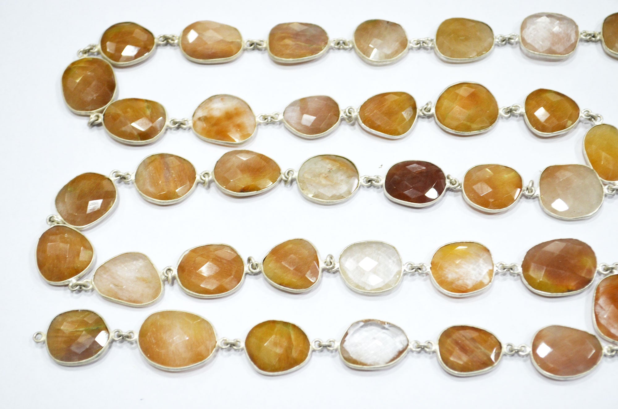 Natural Camel Rutile Faceted Slice Shape Connector Chain , 14 - 18 mm , RB-6029