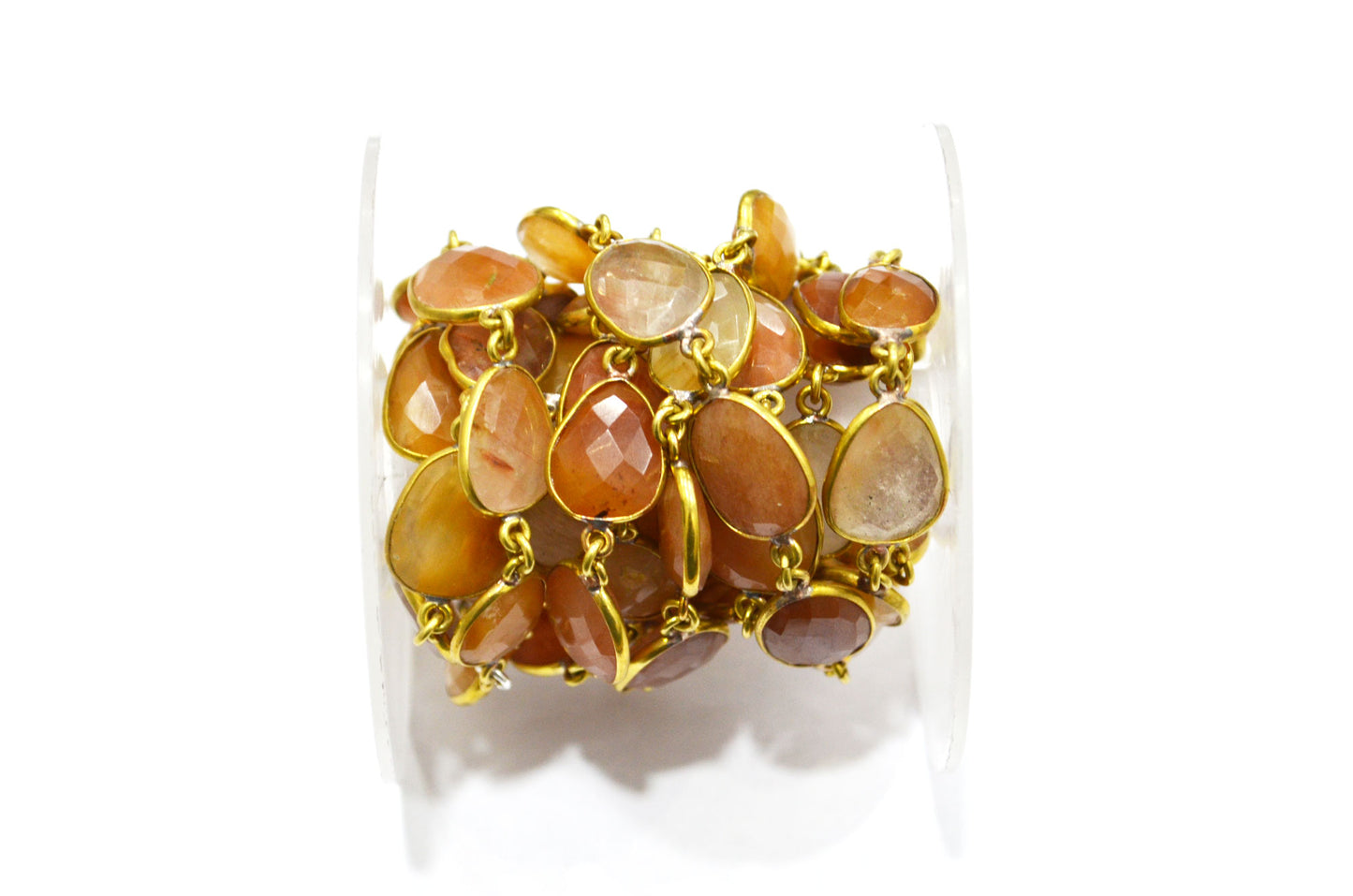 Natural Camel Rutile Faceted Slice Shape Connector Chain , 11 - 15 mm , RB-6030