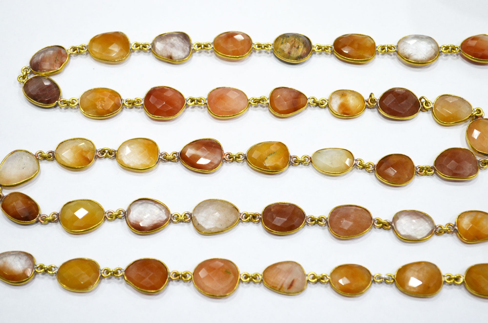 Natural Camel Rutile Faceted Slice Shape Connector Chain , 11 - 15 mm , RB-6030