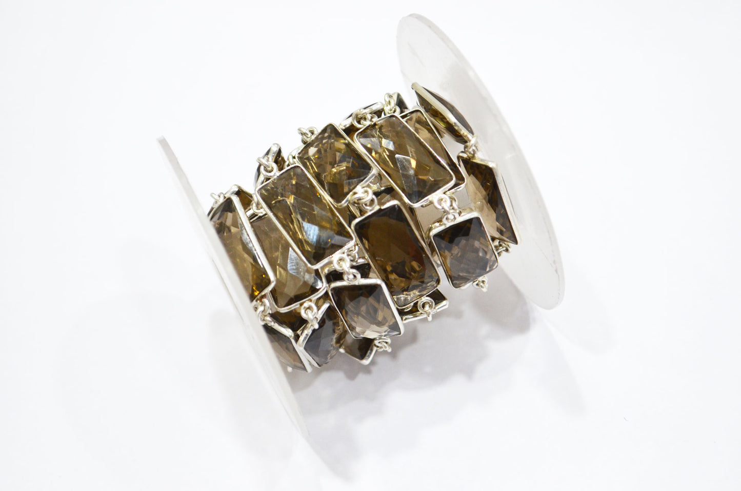 Smoky Hydro Quartz Faceted Baguette Shape Connector Chain , 10x20 mm , RB-6041