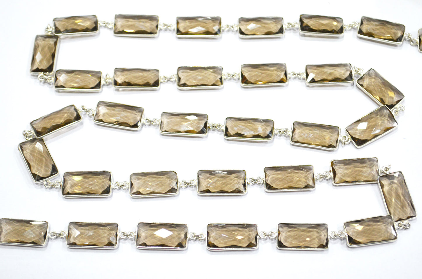 Smoky Hydro Quartz Faceted Baguette Shape Connector Chain , 10x20 mm , RB-6041