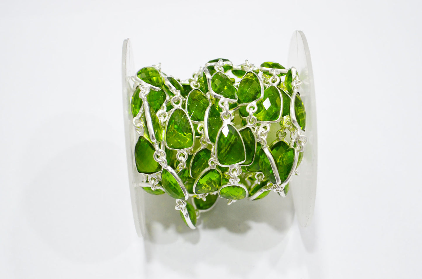 Peridot Hydro Quartz Faceted Trillion Shape Connector Chain , 10x13 mm , RB-6046