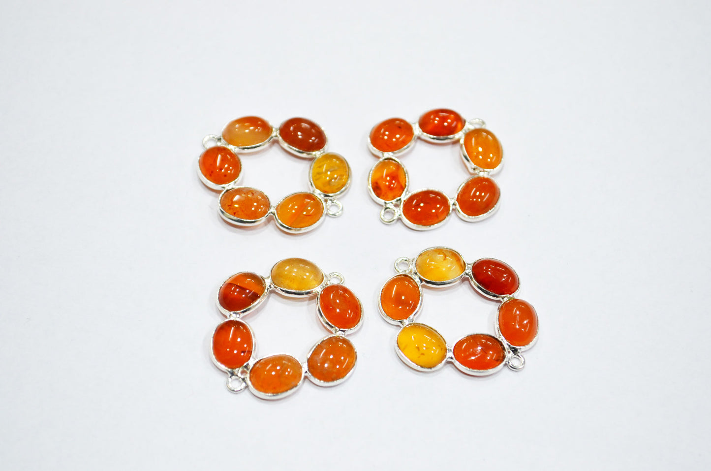 Carnelian Smooth Flower Shape Spacer Charm Connector , Sold By Piece , 3 cm , RB-6053