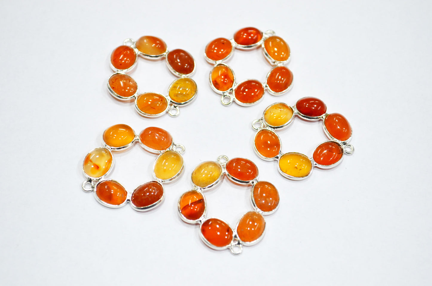 Carnelian Smooth Flower Shape Spacer Charm Connector , Sold By Piece , 3 cm , RB-6053