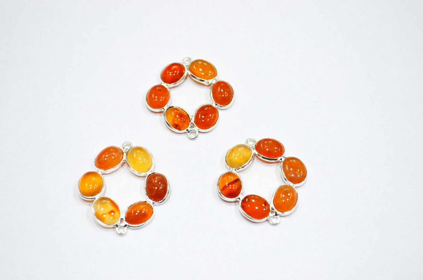 Carnelian Smooth Flower Shape Spacer Charm Connector , Sold By Piece , 3 cm , RB-6053
