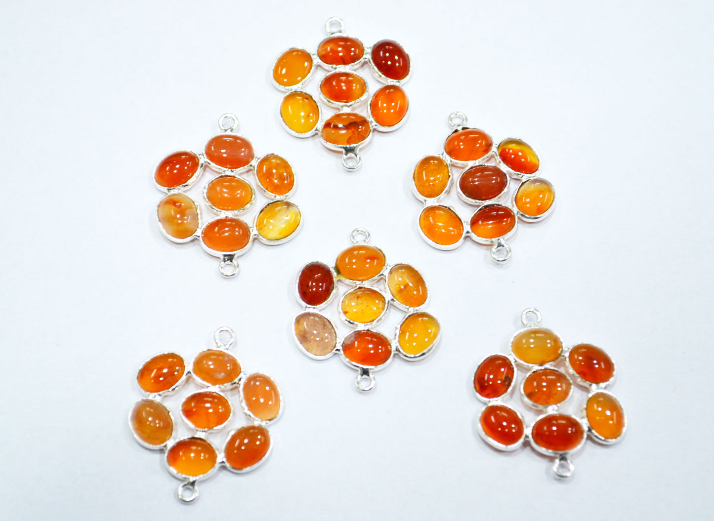 Carnelian Smooth Flower Shape Spacer Charm Connector , Sold By Piece , 2.50 - 3 cm , RB-6054