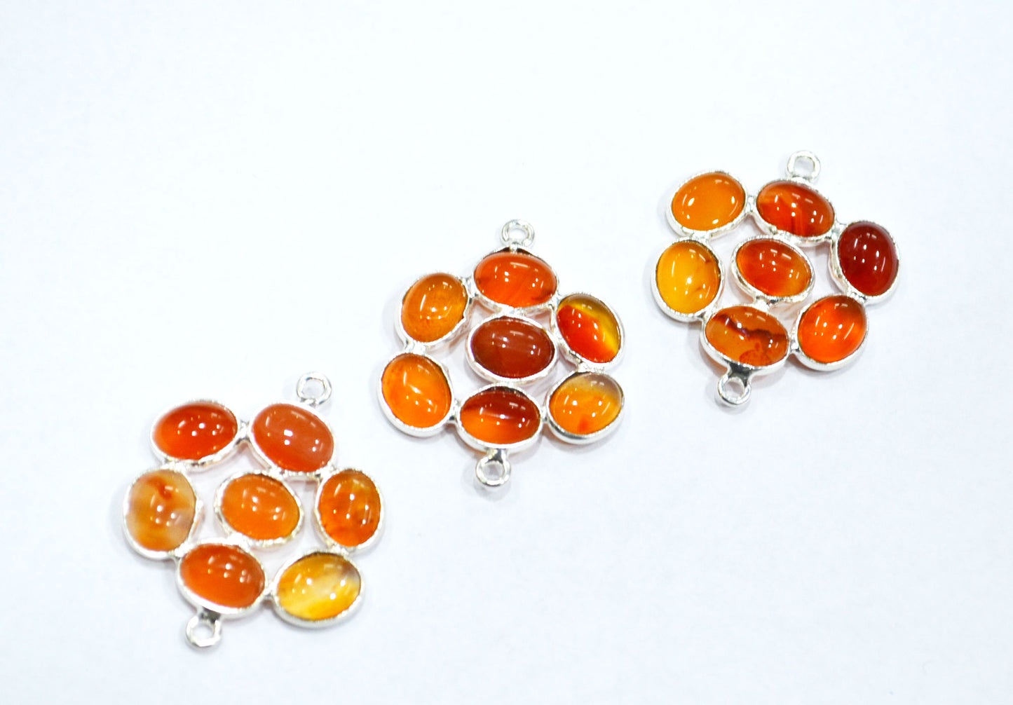 Carnelian Smooth Flower Shape Spacer Charm Connector , Sold By Piece , 2.50 - 3 cm , RB-6054