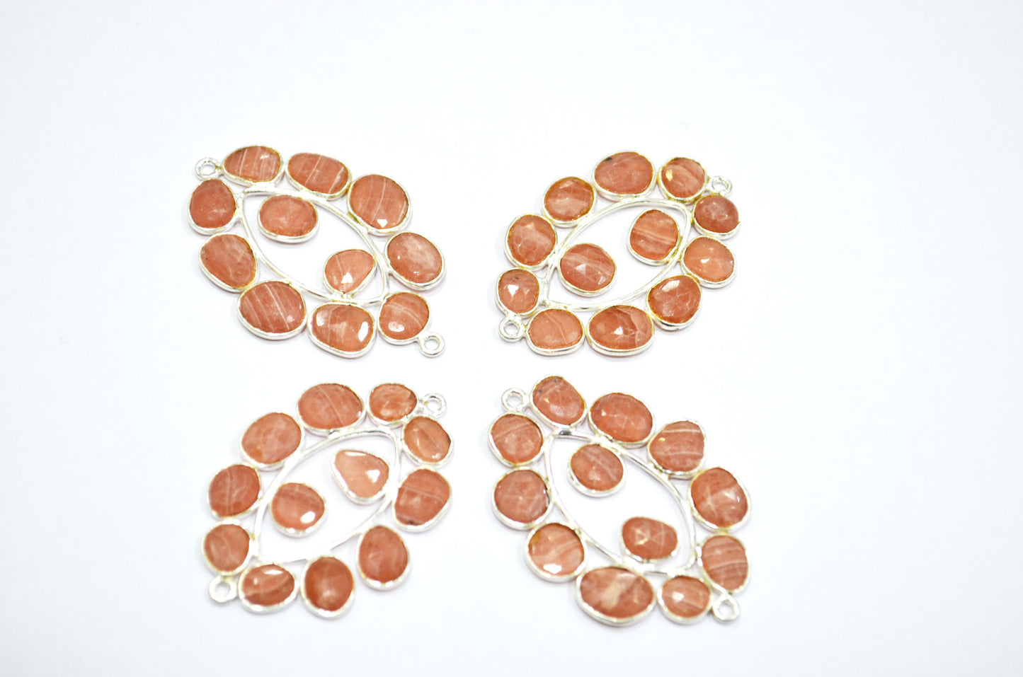 Natural Rhodocrosite 925 Sterling Silver Marquise Shape Connector , Sold By Piece , 3 - 3.50 cm , RB-6069