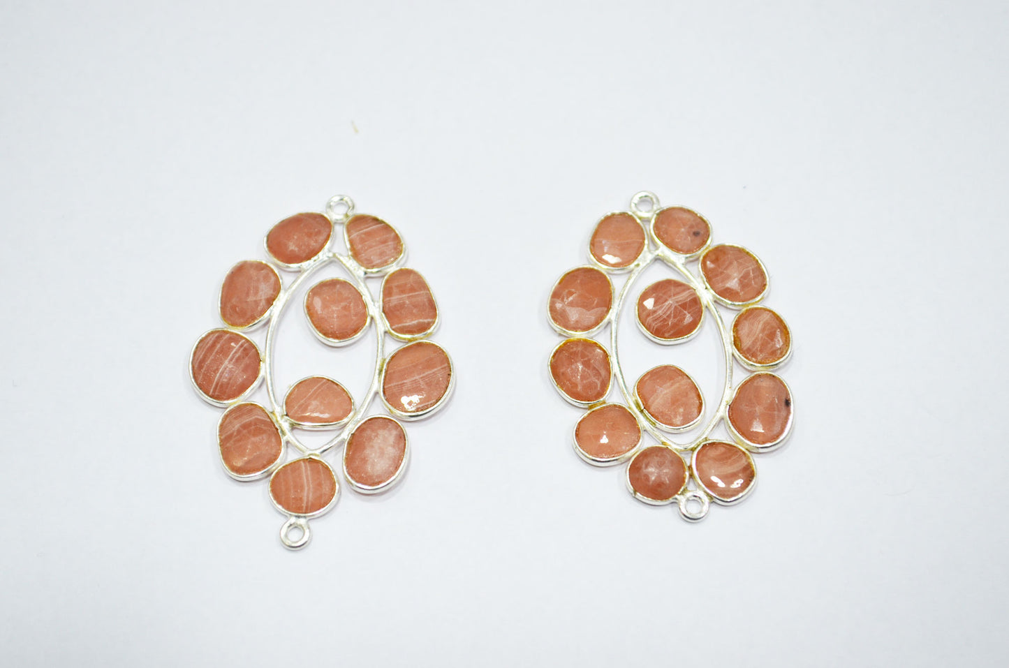 Natural Rhodocrosite 925 Sterling Silver Marquise Shape Connector , Sold By Piece , 3 - 3.50 cm , RB-6069