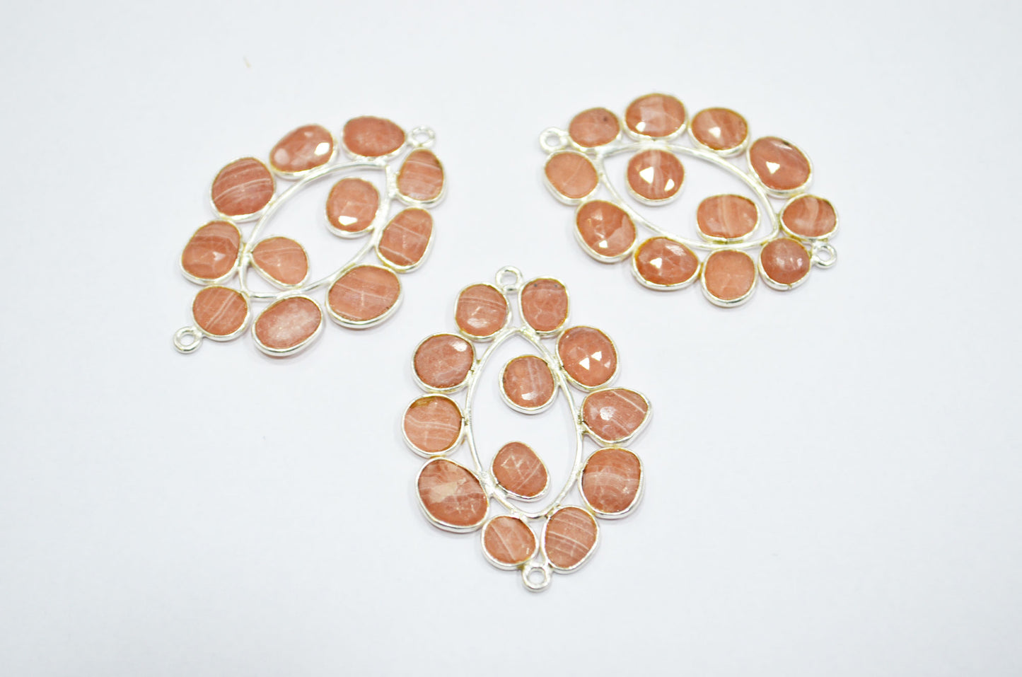 Natural Rhodocrosite 925 Sterling Silver Marquise Shape Connector , Sold By Piece , 3 - 3.50 cm , RB-6069