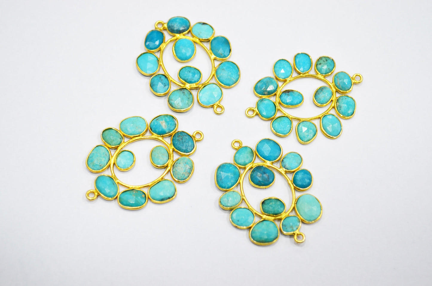 Arizona Turquoise Sterling Silver Oval Shape Connector , Sold By Piece , 3 - 3.50 cm , RB-6071