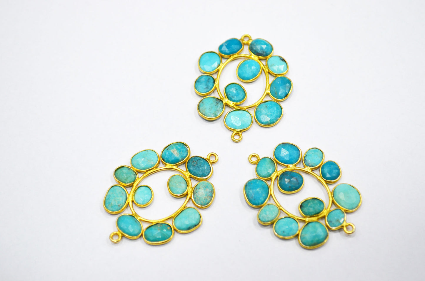 Arizona Turquoise Sterling Silver Oval Shape Connector , Sold By Piece , 3 - 3.50 cm , RB-6071