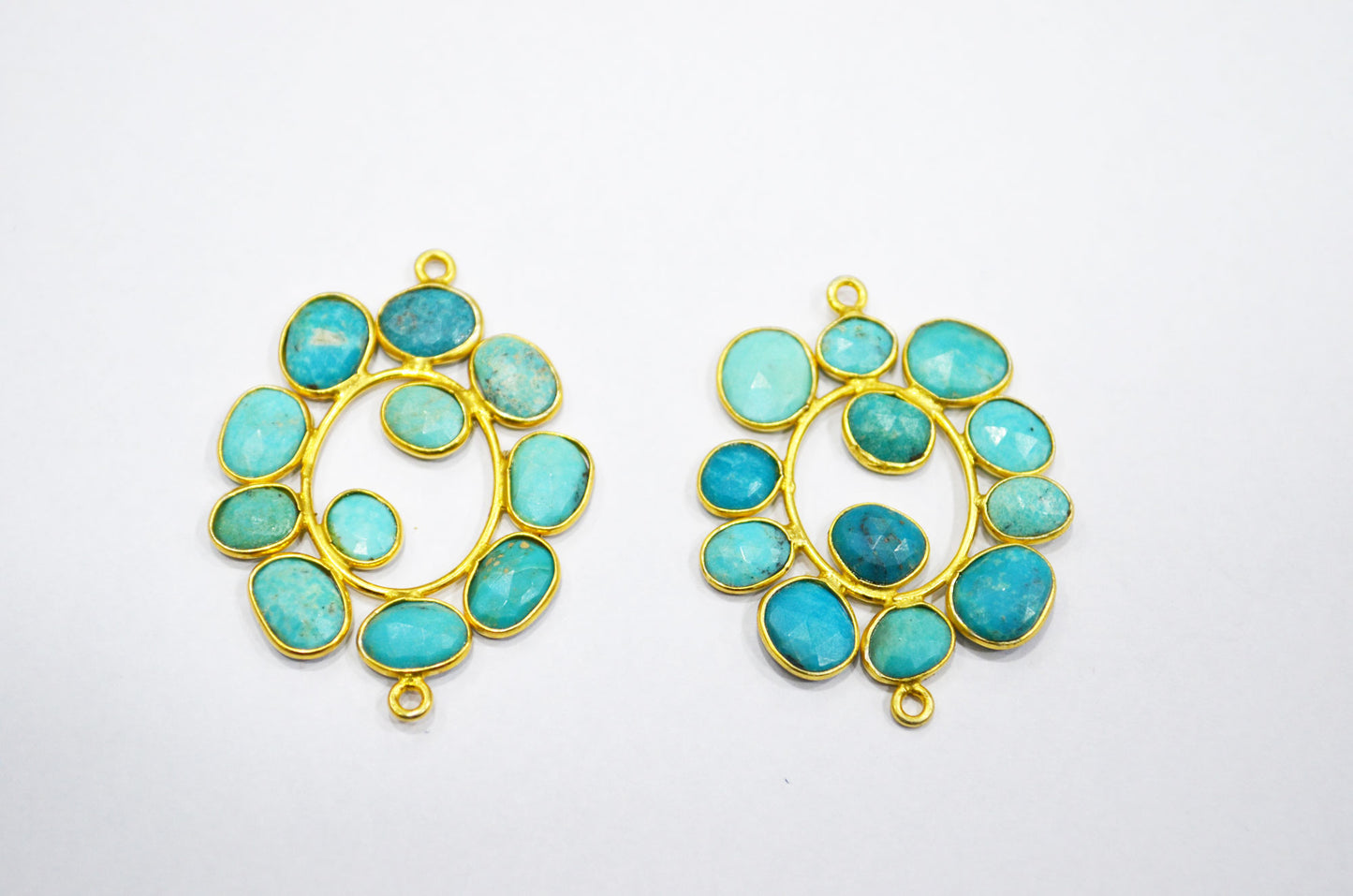 Arizona Turquoise Sterling Silver Oval Shape Connector , Sold By Piece , 3 - 3.50 cm , RB-6071