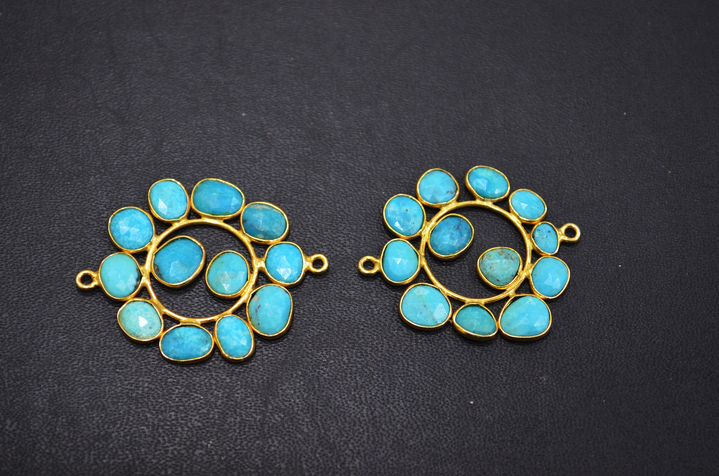 Arizona Turquoise Sterling Silver Coin Shape Connector , Sold By Piece , 3 - 3.50 cm , RB-6073