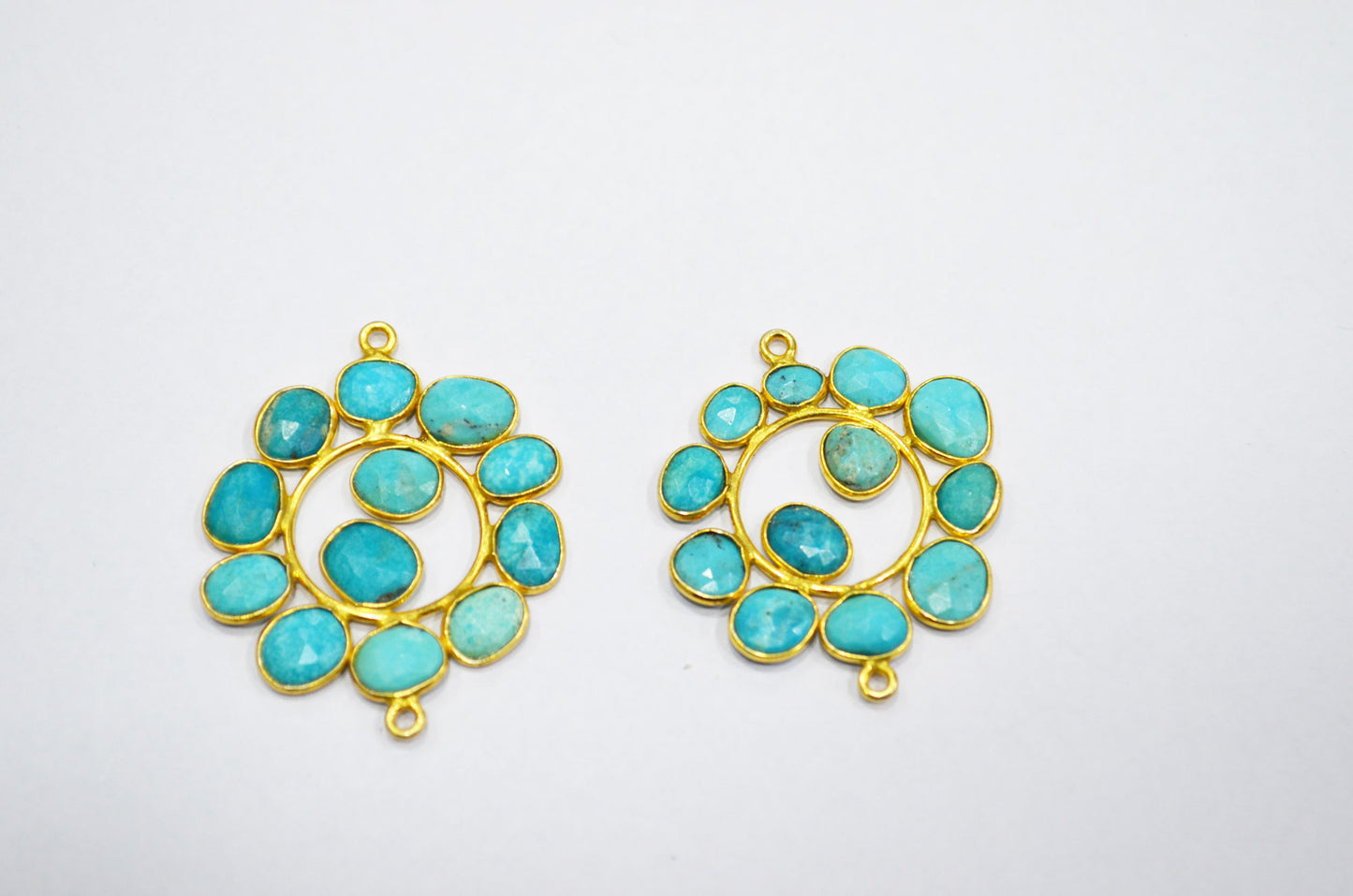 Arizona Turquoise Sterling Silver Coin Shape Connector , Sold By Piece , 3 - 3.50 cm , RB-6073