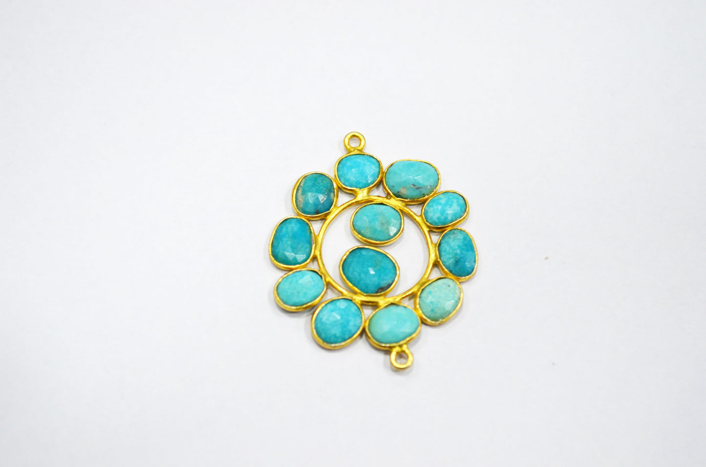 Arizona Turquoise Sterling Silver Coin Shape Connector , Sold By Piece , 3 - 3.50 cm , RB-6073